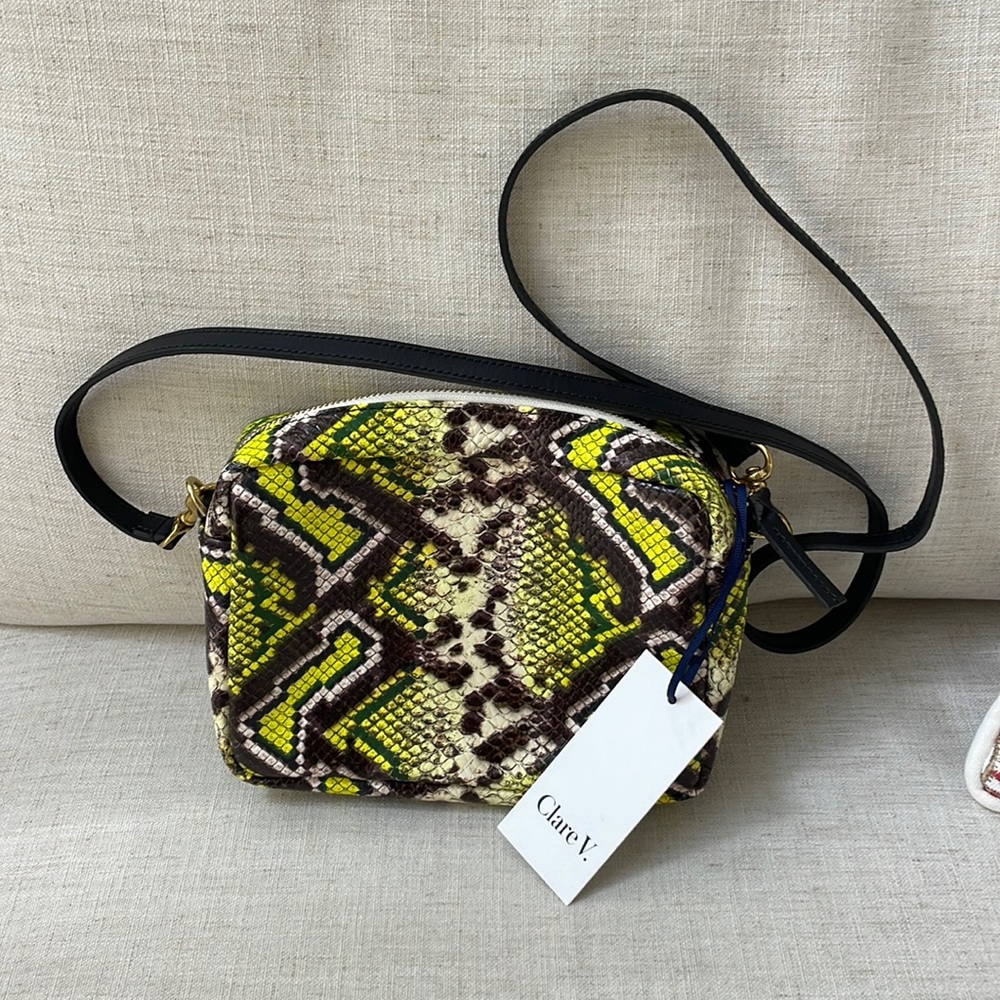 Clare V Leather Crossbody Snakeskin Bag NWT